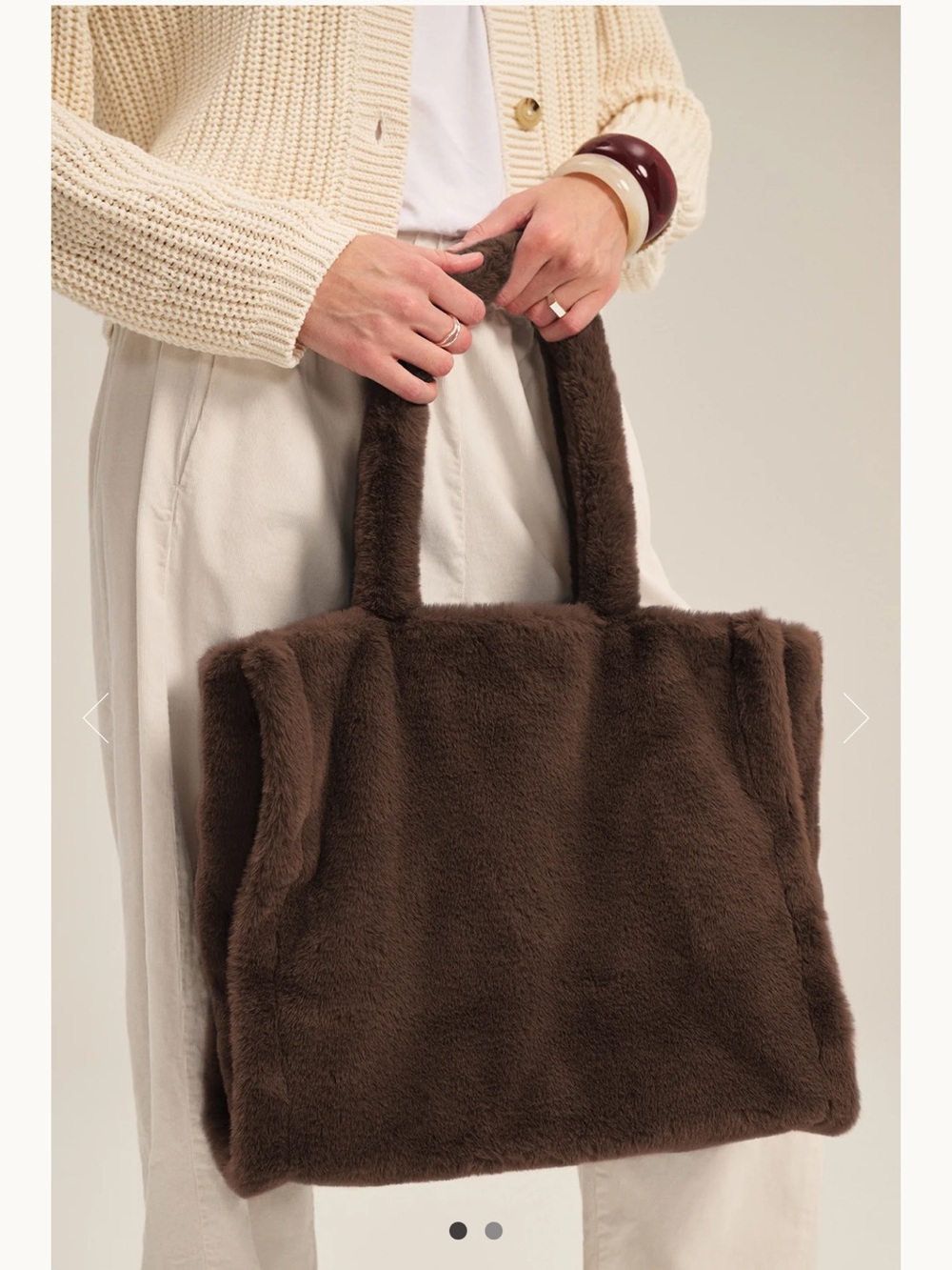Stand Studio Faux Fur Tote in Dark Brown